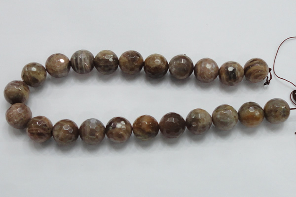 CSS101 15.5 inches 18mm faceted round natural sunstone beads wholesale