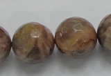 CSS102 15.5 inches 20mm faceted round natural sunstone beads wholesale