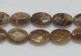 CSS107 15.5 inches 10*14mm faceted oval natural sunstone beads wholesale