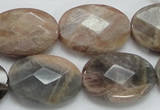 CSS108 15.5 inches 18*25mm faceted oval natural sunstone beads wholesale