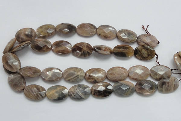 CSS108 15.5 inches 18*25mm faceted oval natural sunstone beads wholesale