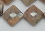 CSS112 15.5 inches 20*20mm faceted diamond natural sunstone beads