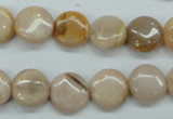 CSS203 15.5 inches 12mm flat round natural sunstone beads