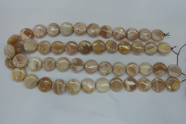 CSS228 15.5 inches 16mm flat round natural sunstone beads