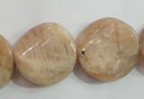 CSS256 15.5 inches 20mm twisted coin natural sunstone beads