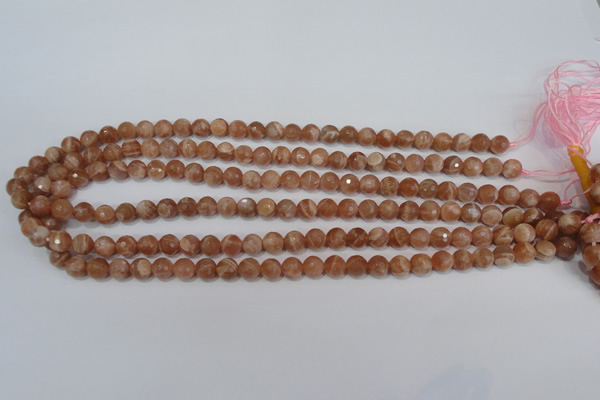 CSS502 15.5 inches 7mm faceted round natural golden sunstone beads