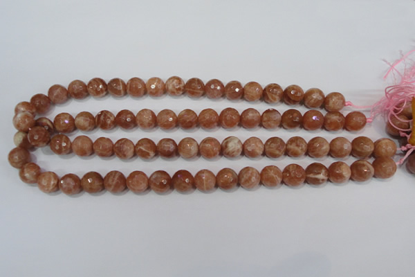 CSS506 15.5 inches 11mm faceted round natural golden sunstone beads