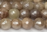 CSS811 15 inches 8mm faceted round AB-color sunstone beads