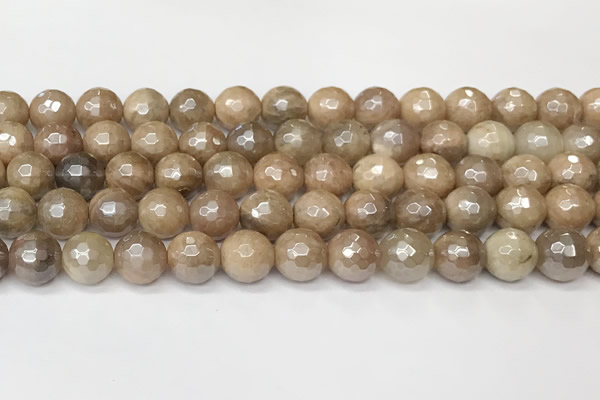 CSS812 15 inches 10mm faceted round AB-color sunstone beads