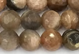 CSS831 15 inches 8mm faceted round sunstone beads