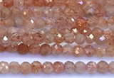 CSS835 15 inches 2mm faceted round golden sunstone beads