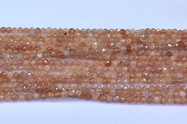 CSS836 15 inches 3mm faceted round golden sunstone beads