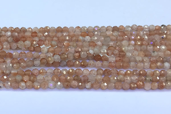 CSS837 15 inches 4mm faceted round golden sunstone beads