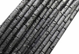 CTB1066 15 inches 4*13mm tube black lava beads wholesale