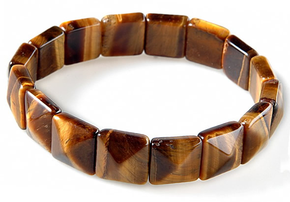 CTB15 7.5 inch 6*12mm square yellow tiger eye stretch bracelet