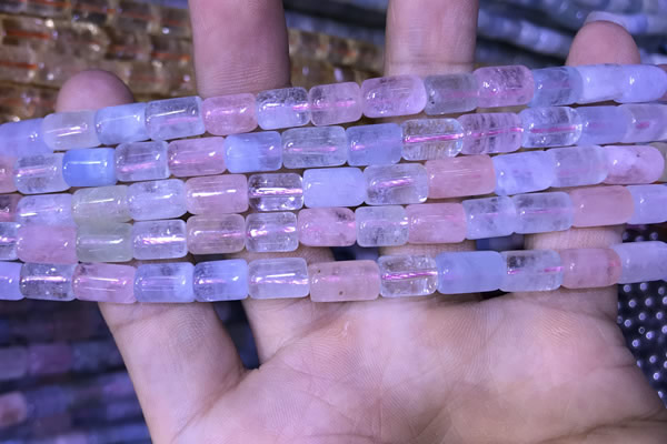 CTB252 15.5 inches 7*8mm - 7*11mm tube natural morganite beads