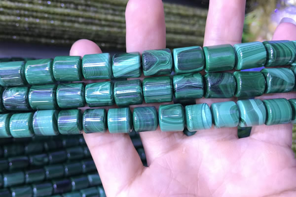 CTB259 15.5 inches 10*10mm - 10*12mm tube natural malachite beads