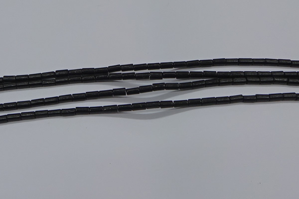 CTB300 15.5 inches 3*6mm tube black stone beads wholesale