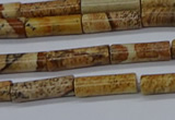 CTB332 15.5 inches 4*13mm tube picture jasper beads wholesale