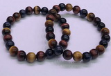 CTB36 7.5 inches 8mm round colorful tiger eye beaded bracelets