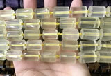 CTB619 15.5 inches 11*16mm - 12*18mm faceted tube lemon quartz beads