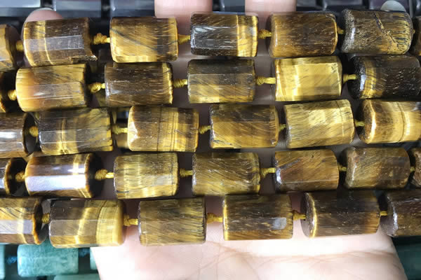 CTB657 15.5 inches 12*16mm faceted tube yellow tiger eye beads