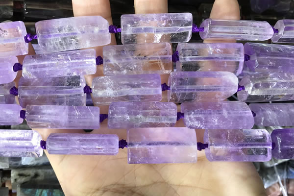 CTB670 14*27mm - 15*28mm faceted flat tube light amethyst beads