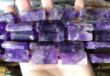 CTB671 14*27mm - 15*28mm faceted flat tube amethyst beads