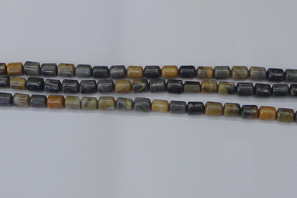 CTB712 15.5 inches 6*8mm tube black picasso jasper beads wholesale