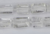 CTB730 15.5 inches 6*10mm - 8*12mm faceted tube white crystal beads