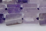 CTB732 15.5 inches 6*10mm - 8*12mm faceted tube amethyst beads