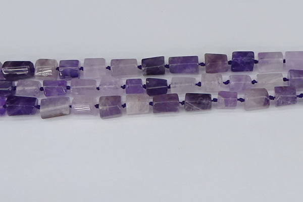 CTB732 15.5 inches 6*10mm - 8*12mm faceted tube amethyst beads