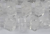 CTB750 15.5 inches 6*10mm - 8*12mm faceted tube white crystal beads