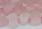 CTB751 15.5 inches 6*10mm - 8*12mm faceted tube rose quartz beads