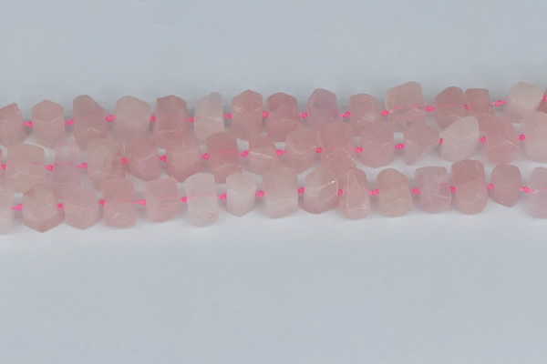 CTB751 15.5 inches 6*10mm - 8*12mm faceted tube rose quartz beads