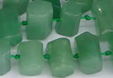 CTB756 15.5 inches 6*10mm - 8*12mm faceted tube green aventurine beads