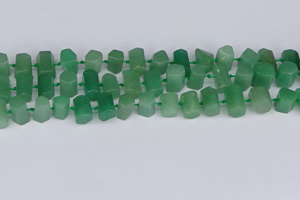 CTB756 15.5 inches 6*10mm - 8*12mm faceted tube green aventurine beads