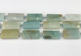 CTB851 13*25mm - 15*28mm faceted flat tube amazonite beads