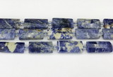 CTB853 13*25mm - 15*28mm faceted flat tube sodalite beads