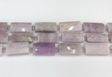 CTB854 13*25mm - 15*28mm faceted flat tube kunzite beads