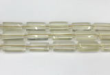 CTB858 13*25mm - 15*28mm faceted flat tube lemon quartz beads