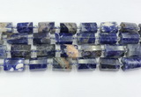 CTB889 15.5 inches 13*25mm - 14*19mm faceted tube sodalite beads