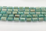 CTB898 15.5 inches 10*14mm faceted tube amazonite gemstone beads