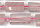 CTB922 13*25mm - 15*28mm faceted flat tube rose quartz beads