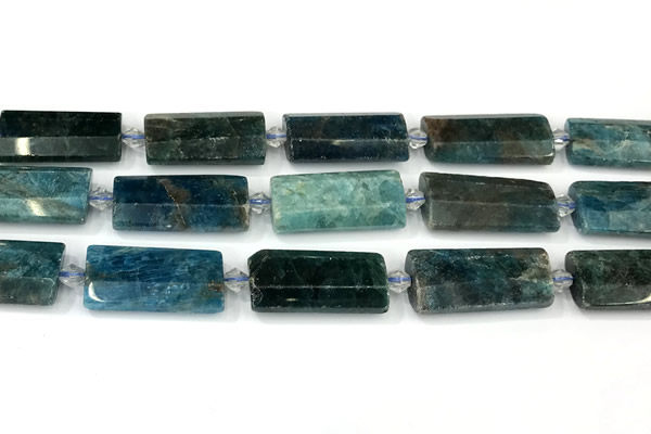 CTB932 13*25mm - 15*28mm faceted flat tube apatite beads