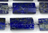 CTB935 13*25mm - 15*28mm faceted flat tube lapis lazuli beads