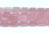 CTB943 15 inches 13*25mm - 14*19mm faceted tube rose quartz beads