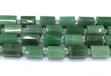 CTB948 15 inches 13*25mm - 14*19mm faceted tube green aventurine beads