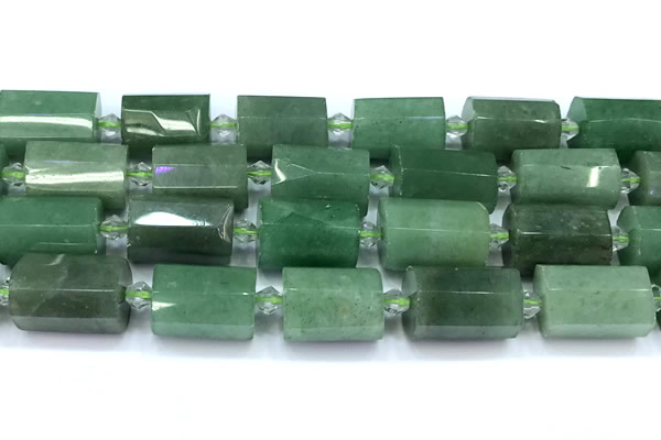 CTB948 15 inches 13*25mm - 14*19mm faceted tube green aventurine beads