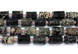 CTB954 15 inches 13*25mm - 14*19mm faceted tube snowflake obsidian beads